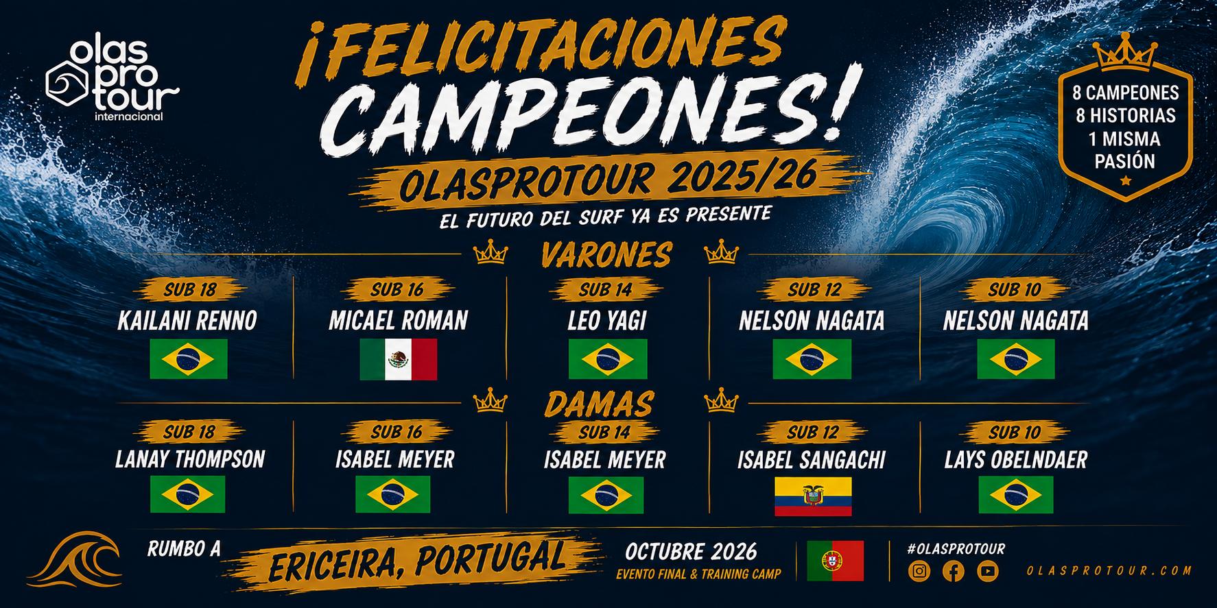 FELICITACIONES A LOS MEJORES DEL OLASPROTOUR TEMPORADA 2025/2026